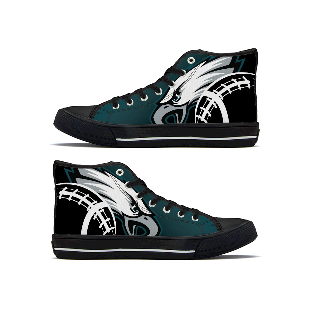Women's Philadelphia Eagles High Top Canvas Sneakers 002 Women's Philadelphia Eagles High Top Canvas Sneakers 002
